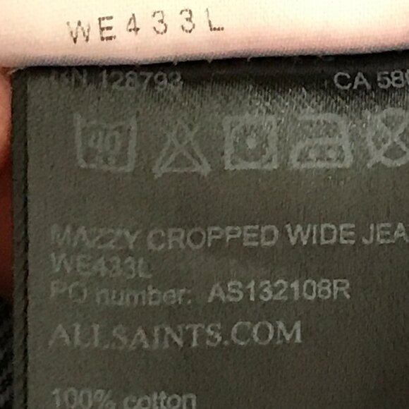 Allsaints Mazzy Cropped Wide Leg Jean Women 27 Blue Mid Rise Distressed Raw Hem - Picture 11 of 12